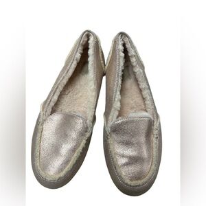 UGG Women's Silver Slippers with Faux Fur